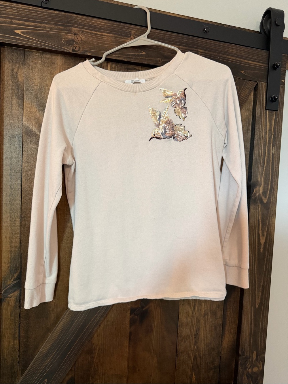 89th & Madison Cream Long-Sleeve Tee with Floral Sequin Detail